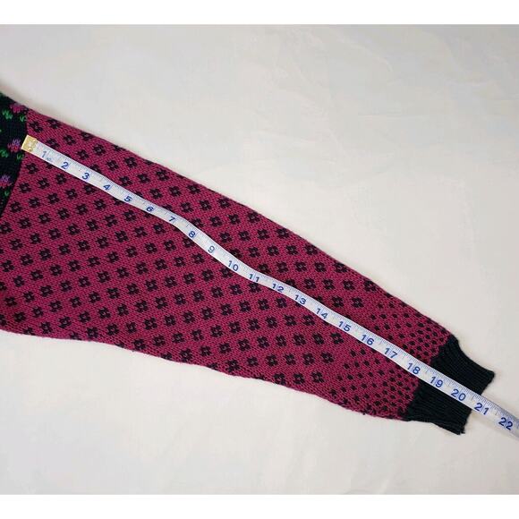 Vtg Bonnie Noble SIZE S / M Abstract Cozy Grandma Floral Button Down Sweater - Picture 9 of 10